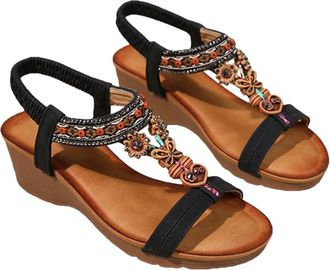 Generic Wide Fit Sandals for Women Orthopedic Sandals Women Comfortable Slip on Wedge Shoes Casual Open Toe Orthopedic Slide Lightweight Summer Ankle Strap Sa