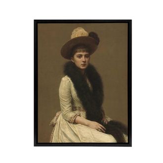 Artery8 Artists Niece Sonia Portrait Latour Black Framed Canvas Wall Art Print in Brown | Size: W24 x H32