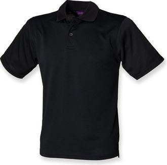 Henbury Mens Coolplus Wicking Pique Polo Shirt Black 3XL