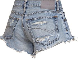 Balenciaga Womens Denim Mini Shorts Light Blue Cotton