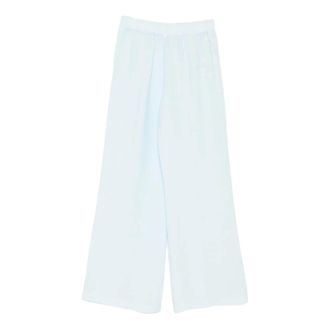 120% Lino Relaxed Drawstring Linen Trousers - female - 120% Lino - Wide Trousers - Blue - 2XS - Trousers