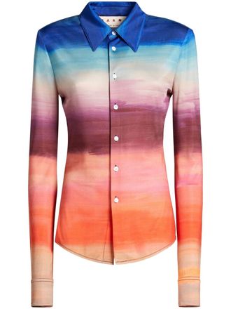 Marni tie-dye long-sleeve shirt - Blue