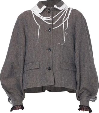 Kolor Jack verfraaid met parel en visgraatpatroon - Grijs