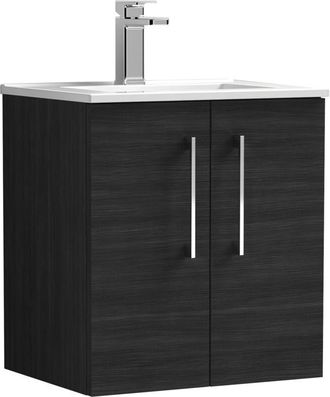 Nuie Nuie - Arno Wall Hung 2-Door Vanity Unit with Basin-2 500mm Wide - Black Woodgrain