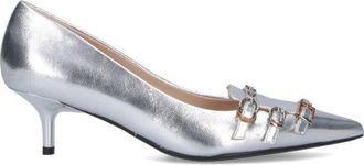 Pinko Pointed Slip-On Pumps With Metallic Silver Leather