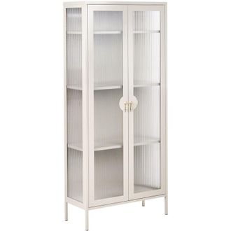 Beliani Display Cabinet Light Beige Steel Metal Office Storage Unit Shelves Leg Caps Industrial Design Living Room Home Office Furniture GLEORA