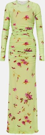 Blumarine Abito lungo in jersey con stampa floreale
