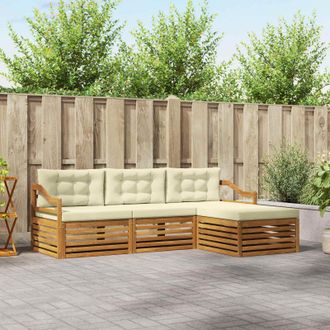 vidaXL Vidaxl Set Di Divani Da Esterno Naturale E Crema 245,5 X 162,5 X