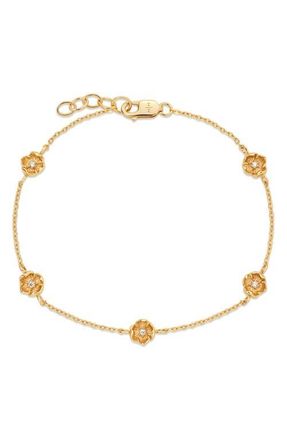 Made by Mary Cubic Zirconia Birthstone Flower Station Bracelet in Gold August at Nordstrom, Size 7