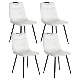 Beliani Beliani - Conjunto De 4 Sillas De Comedor Modernas De Terciopelo Con Patas De Hierro Negras Con Recubrimiento En Polvo Blanco Crema Argyle