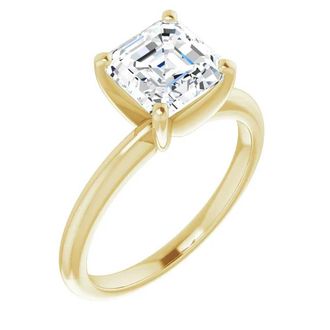 Pompeii3 5Ct Asscher Solitaire Moissanite Engagement Ring in White Yellow or Rose Gold