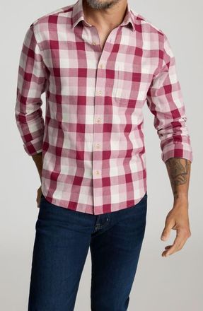 UNTUCKit Greenwald Check Cotton Flannel Button-Up Shirt in Pink Wine White at Nordstrom, Size Xxx-Large