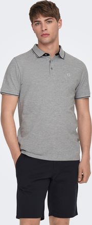 Only & Sons Poloshirt ONLY & SONS ONSFLETCHER SLIM SS POLO NOOS, Herren, Gr. XXL, grau (light grau melange), Piqu&eacute;, Obermaterial: 100% Baumwolle, meliert, normal 