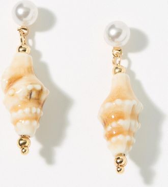 Simons Womens Seashell and pearl earrings