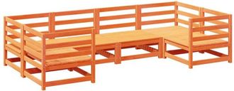 vidaXL Juego De Sof&aacute;s De Jard&iacute;n 6 Pzas Madera Maciza Pino Marr&oacute;n Cera Vidaxl