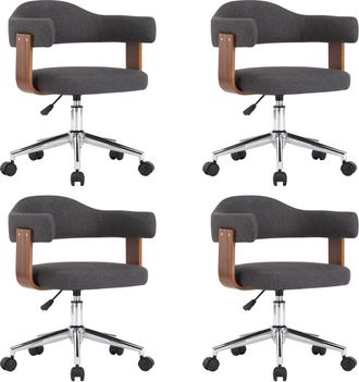 vidaXL Sillas De Comedor Girartorias 4 Uds Madera Curvada Y Tela Gris Vidaxl