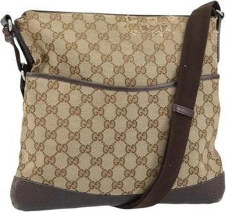 Gucci Pre-owned Cross Body Bags, female, Beige, Size: ONE SIZE Pre-owned Canvas Cross Body Bag