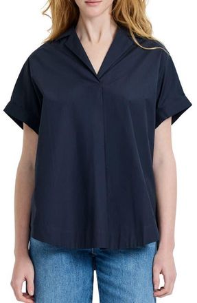French Connection Cotton Poplin Popover Top in Marine at Nordstrom, Size X-Small