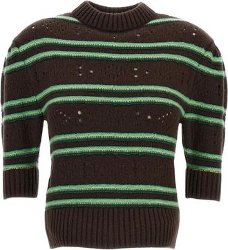 Marni Cashmere Trui met Open Gebreid Werk - Dames - Cashmere truien - Bruin - XS - Kasjmier - Truien & Vesten