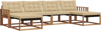 vidaXL Conjunto De Sof&aacute;s De Exterior 6 Uds. Natural Y Beige Vidaxl