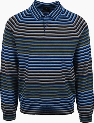 Paul Smith Mens PAUL SMITH SWEATER LS POLO COBALT BLUE - Size: 42