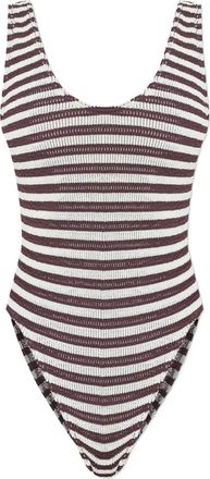 Bond-Eye Costume da bagno a righe - Marrone