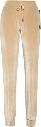 Philipp Plein Broeken, Dames, Beige, S, Polyester, Jogging Broeken Gothic Plein