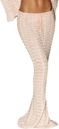 Bananhot Miana Maxi Skirt In Knitted Pink Stripes