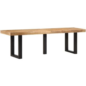 vidaXL Banco De Madera Maciza De Mango Rugosa Y Acero 160 Cm Vidaxl