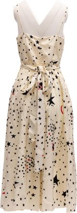 Valentino Garavani Midi Cream With Black And Red Stars Womens Dress