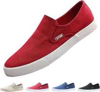 Generic Mens Canvas Loafers Mens Canvas Espadrilles Slip On Shoes Classic Flat Loafers Boat Deck Yachting Trainers Casual Summer Plimsoll Comfy Driving Shoe L