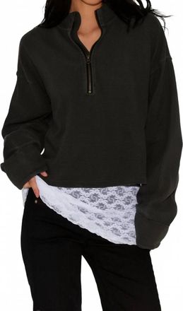 Free People Celeste Quarter Zip Sweatshirt In Black
