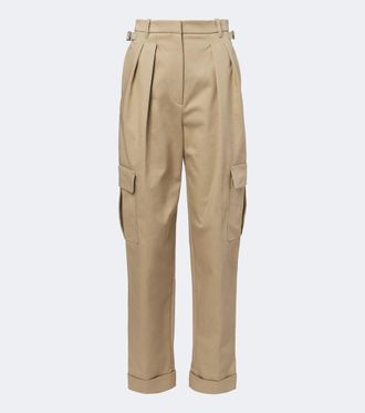 MUGLER Pleated cotton-blend cargo pants