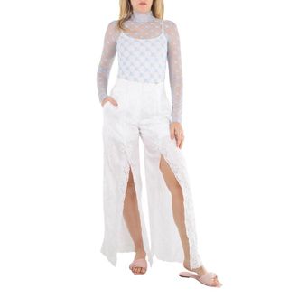 Burberry Floral Motif Viscose Trousers, Brand Size 10 (US Size 8)