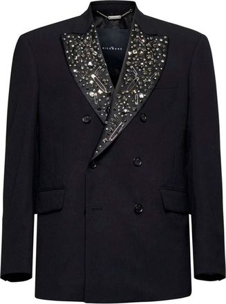 John Richmond Gestructureerde Blazer - Heren - Blazers - Zwart - M - Wol - Jassen