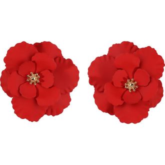 Panacea Flower Stud Earrings in Red at Nordstrom
