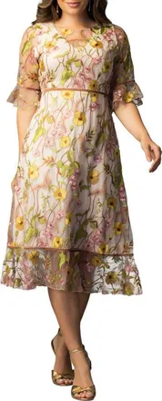 Kiyonna Wildflower Embroidered Dress in Sunkissed Garden at Nordstrom, Size X-Large