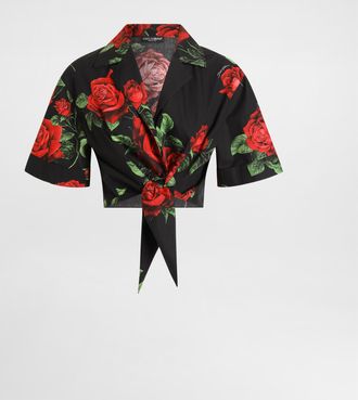 Dolce & Gabbana Rose-print Poplin Shirt - Woman Shirts And Tops Multicolor 36
