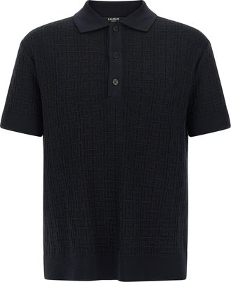 Balmain Blue Wool Polo Mens Shirt