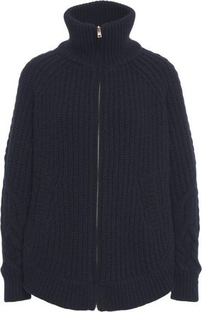 Herno High Collar Zip-Up Cardigan With Chunky Knit Front