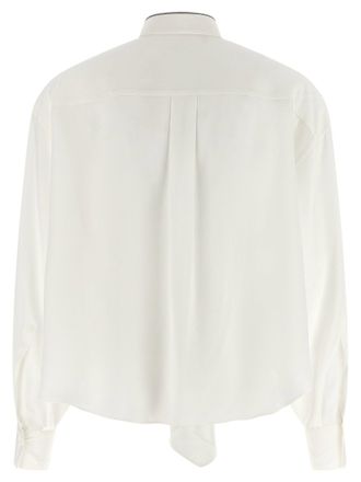 Brunello Cucinelli Shiny Collar Silk Shirt - Cream