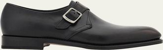 Ferragamo Mens Sullivan Tramezza Leather Monk-Strap Loafers