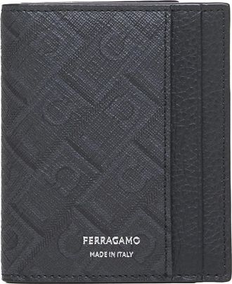 Ferragamo Bi-fold Portemonnee met Zilver Logo - Heren - Portefeuilles - Zwart - ONE Size - Accessoires