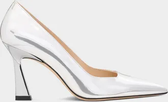 Stuart Weitzman 85mm Vinnie Metallic Leather Pumps