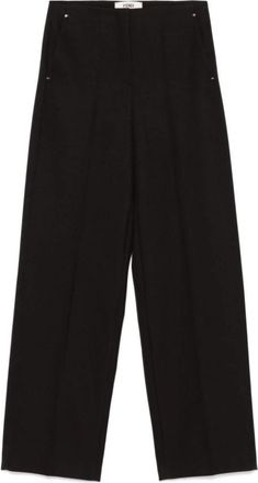 Fendi Grain-de-poudre Wol Broek - Dames - Wijde Broeken - Paars - S - Wol - Broeken