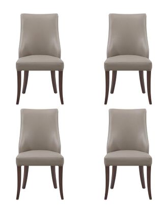 Manhattan Comfort Set Of 4 Connie Leatherette & Velvet Dining Chairs With Beech Wood Legs