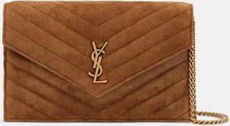 Saint Laurent Cassandre Mini suede wallet on chain