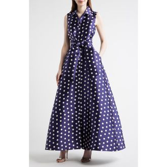 Julia Jordan Dot Sleeveless Gown in Navy Multi at Nordstrom, Size 10