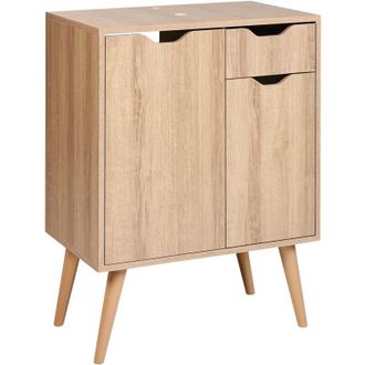 Beliani Mobile per lavabo 60 x 80 cm Bagno con ripiano mdp Marrone chiaro Canoas