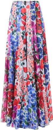 Carolina Herrera Pantaloni a palazzo con stampa Jardin - Rosso